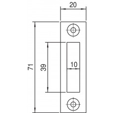 P 1256/12/T BULK PER 10 SLUITPLAAT, STAAL VERZINKT 20X71MM RECHTHOEKIG, BULKVERPAKKING, PER 10 STUKS VERPAKT, DR 1+2+3+4.