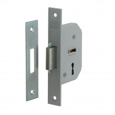 605-40 BULK PER 5 SCHUIFDEURSLOT, DM40MM, KLAVIERSLEUTEL, VOORPLAAT STAAL GELAKT 25X153MM RECHTHOEKIG, STALEN VLEUGEL/NACHTSCHOOT, 2 SLEUTELS, SLUITPLAAT P 605/12, BULKVERPAKKING, PER 5 ST